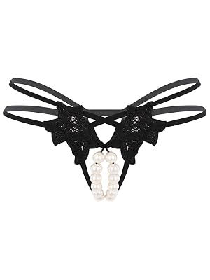 Alvivi Womens Sexy Pearl Hollow Out Massage Underwear G-String Thongs Panties Lingerie Knickers