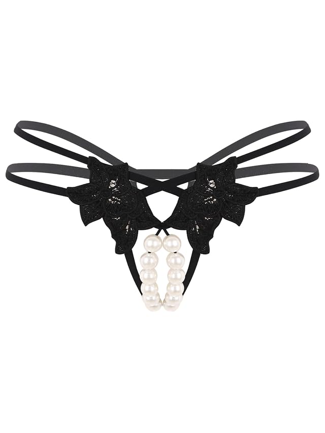 Alvivi Womens Sexy Pearl Hollow Out Massage Underwear G-String Thongs Panties Lingerie Knickers