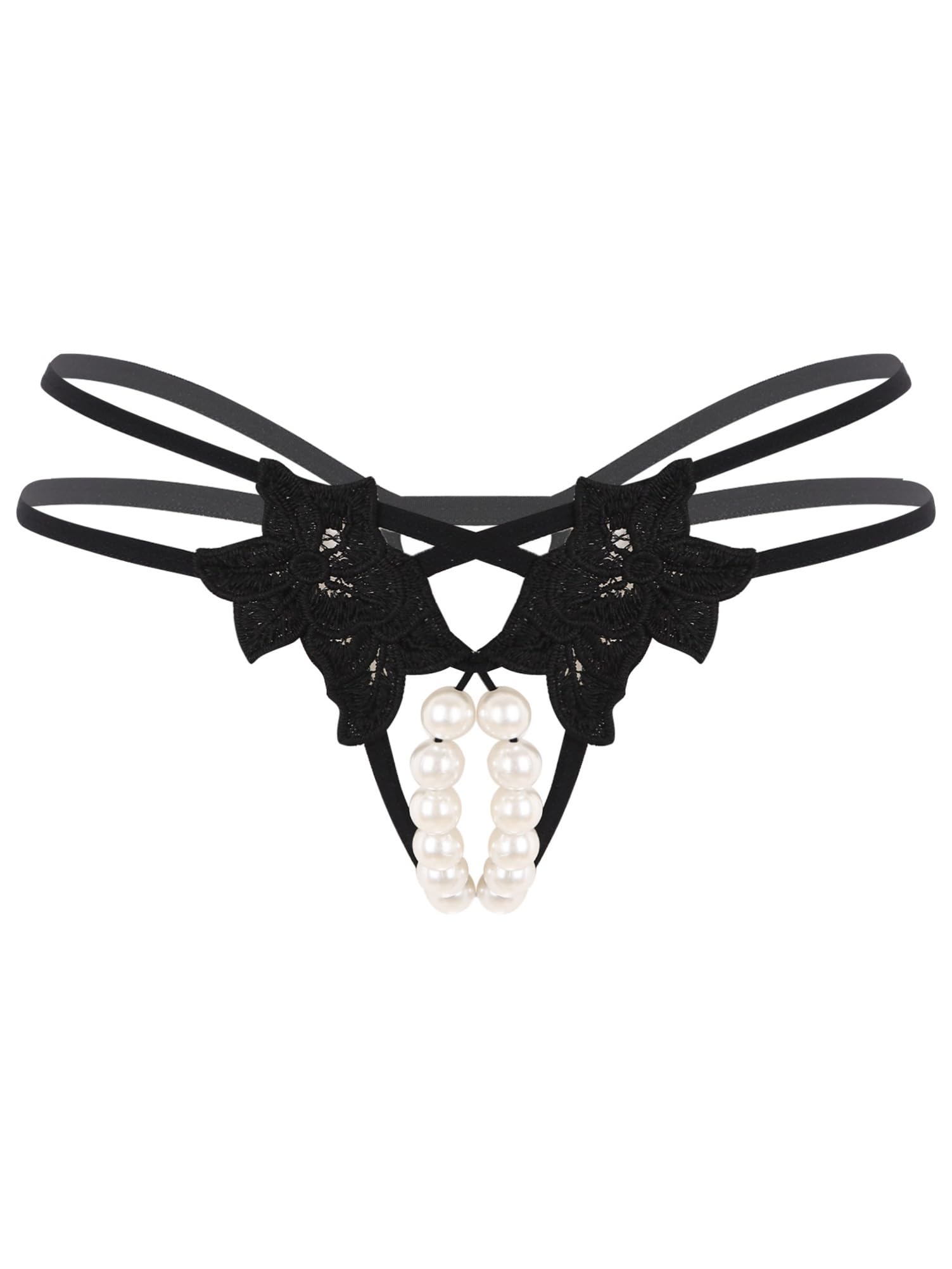 Alvivi Womens Sexy Pearl Hollow Out Massage Underwear G-String Thongs Panties Lingerie Knickers