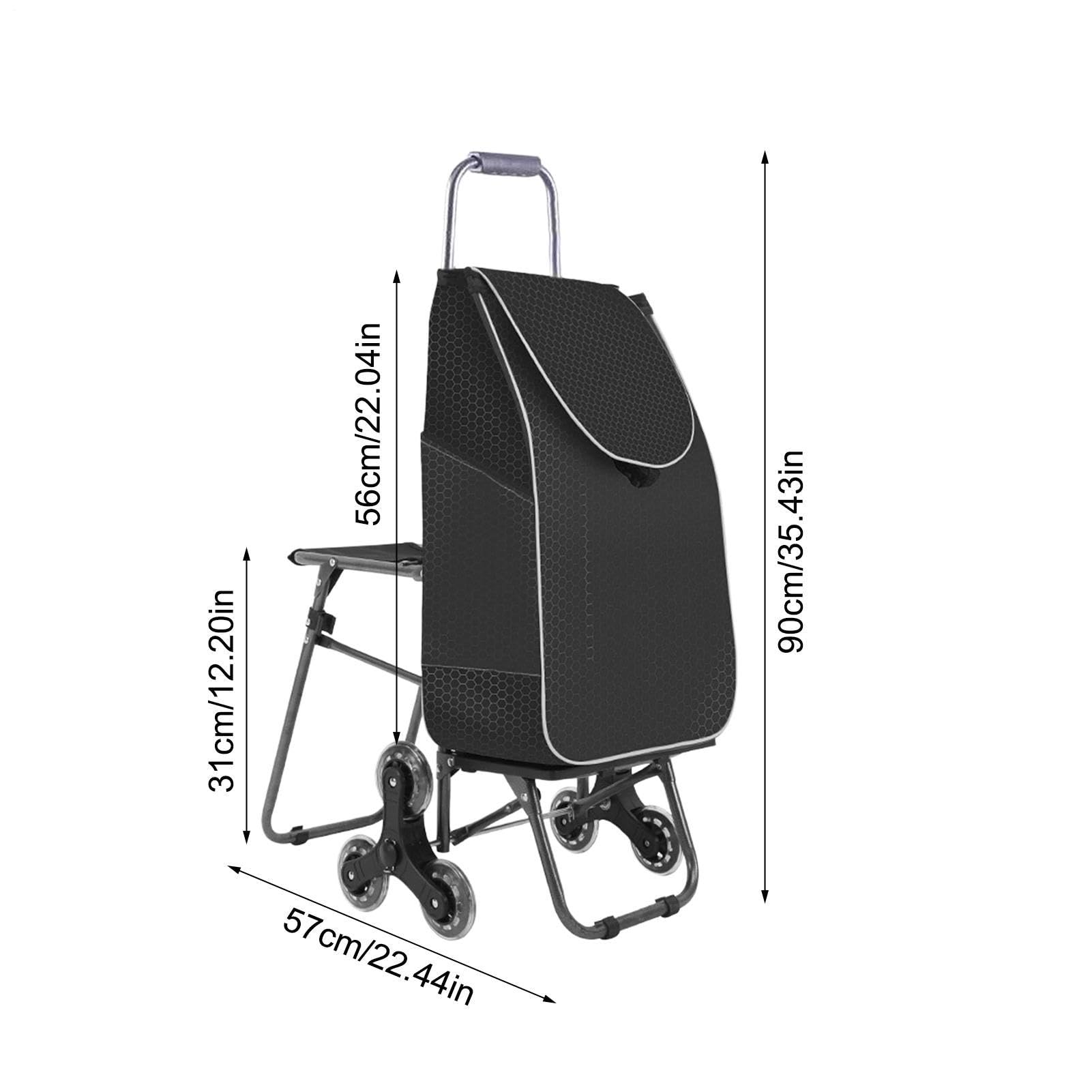 Carrello Saliscale Borsa Carrello Pieghevole A 3 Ruote Saliscale | Carrello Spesa Con Rotelle Per Anziani Salita Scale Supermercato Mercato Lavanderia Casa Uso Domestico Auto Autobus