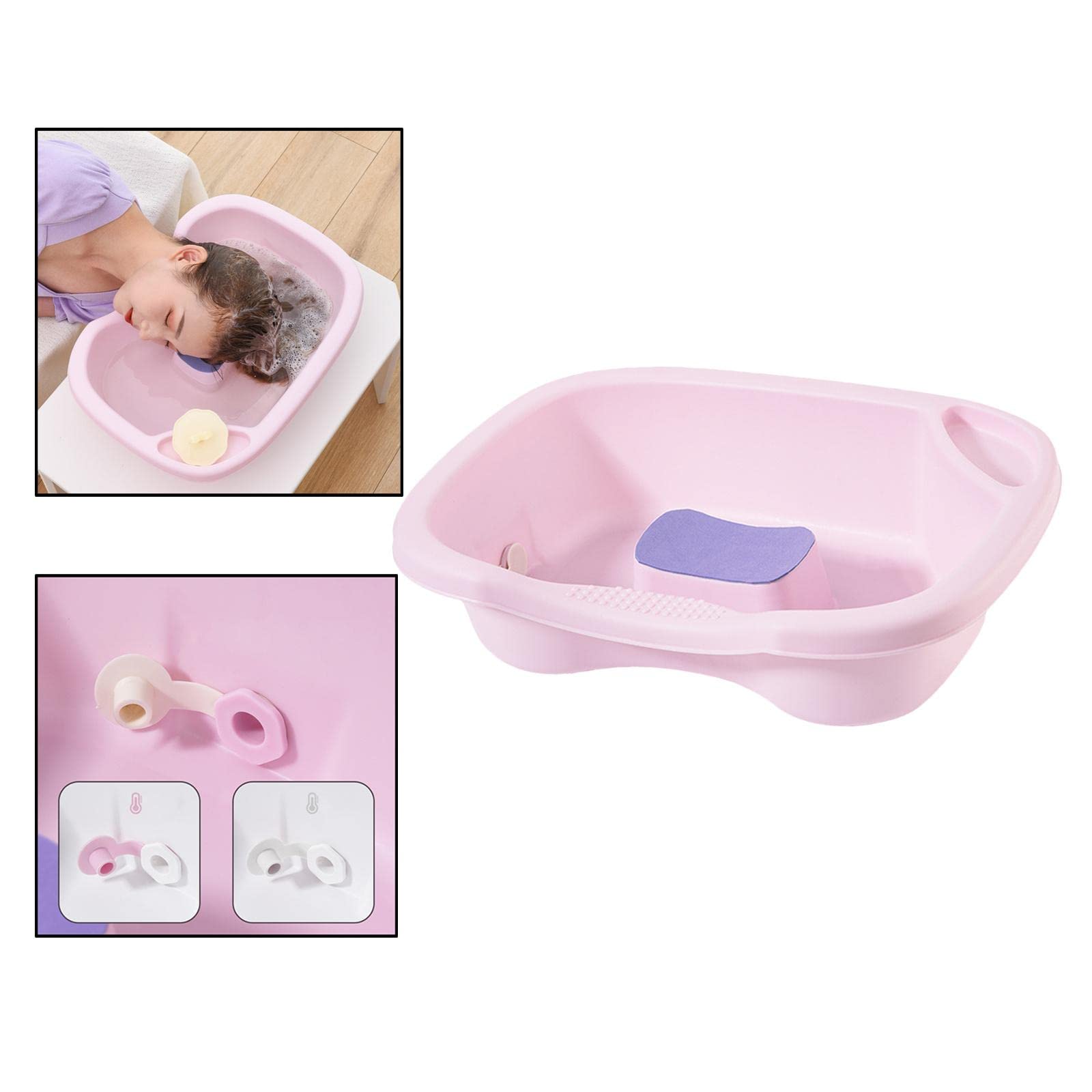 Sharplace Haarwaschbecken, mit Ablaufschlauch, Nackenstütze, zum Haarewaschen im Friseursalon, ROSA