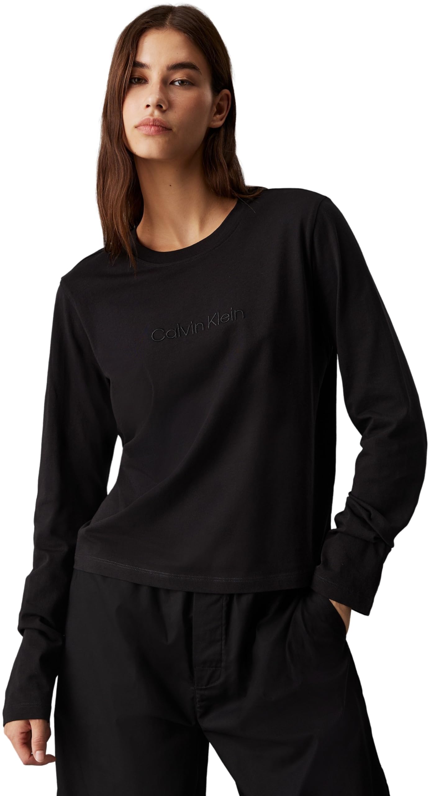 Calvin Klein T-Shirt Manches Longues Femme Longsleeve Classic Coton