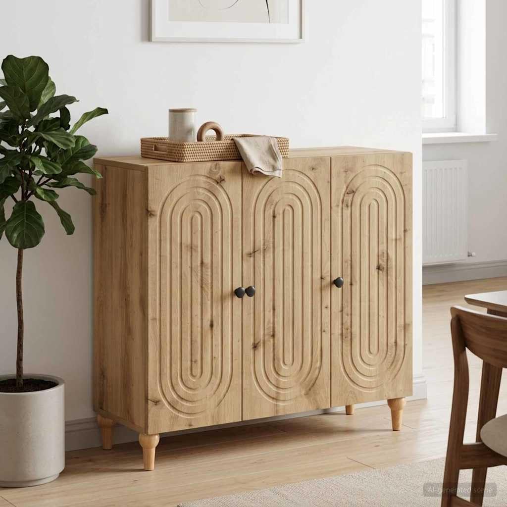 Credenza Mobile Buffet da Soggiorno 3 Ante 89x34,5x80 cm Rovere