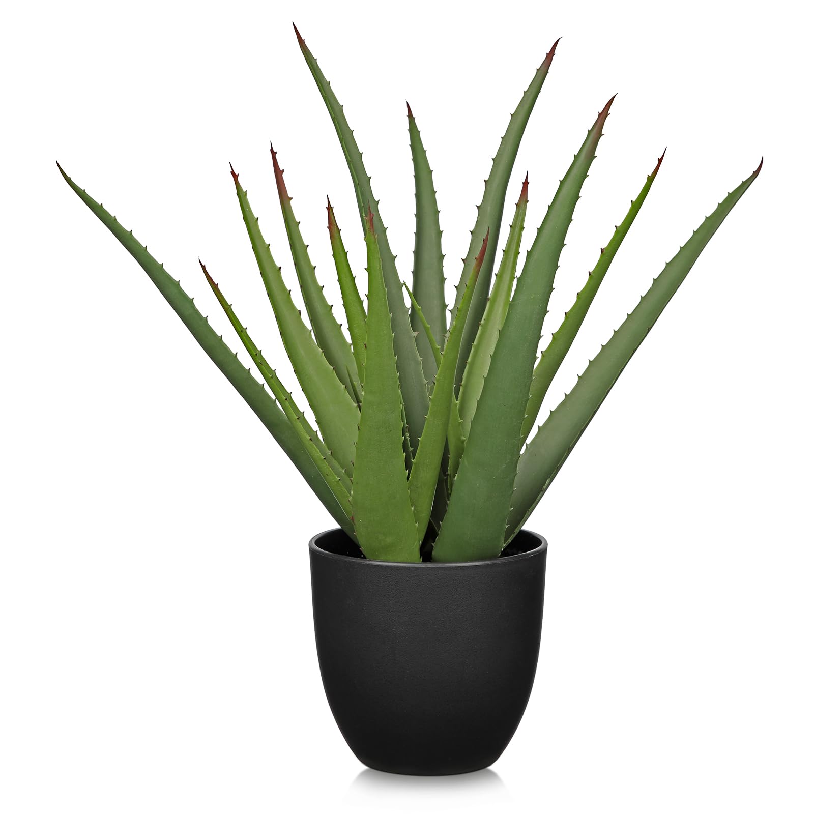Oairse 42CM Fake Plants Artificial Aloe Vera Plants Black Pot Decorative Fake Plant Potted Artificial Cactus Faux Cactus Green Plant for Home Office Bathroom Bedroom Shelf Decoration