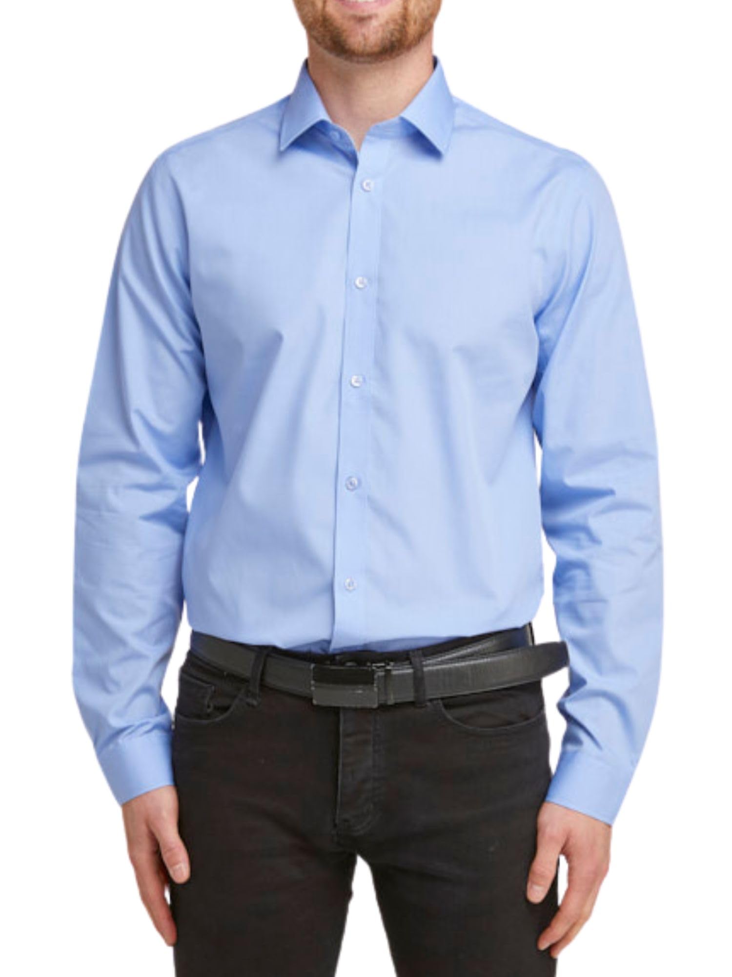 Double Two Camicia Uomo Classica Maniche Corte, Non Stirata, In Misto Cotone 60% E Poliestere 40%, Con Tasca E Tail, Colletto Aperto - 2
