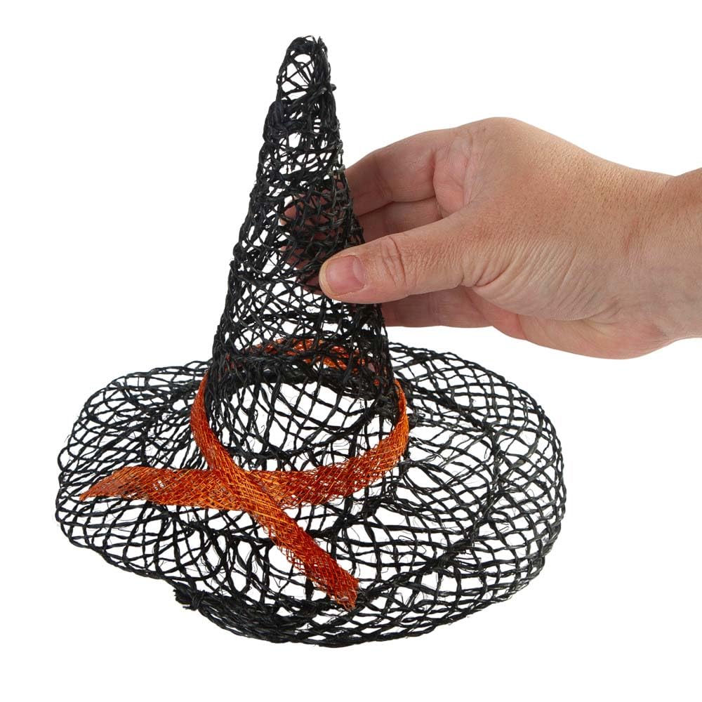 Factory Direct Craft Abaca Witch Hats Set of 6 - Small Woven Black Hats for Halloween Decorating (8 Inches High x 8 Inches Diameter)
