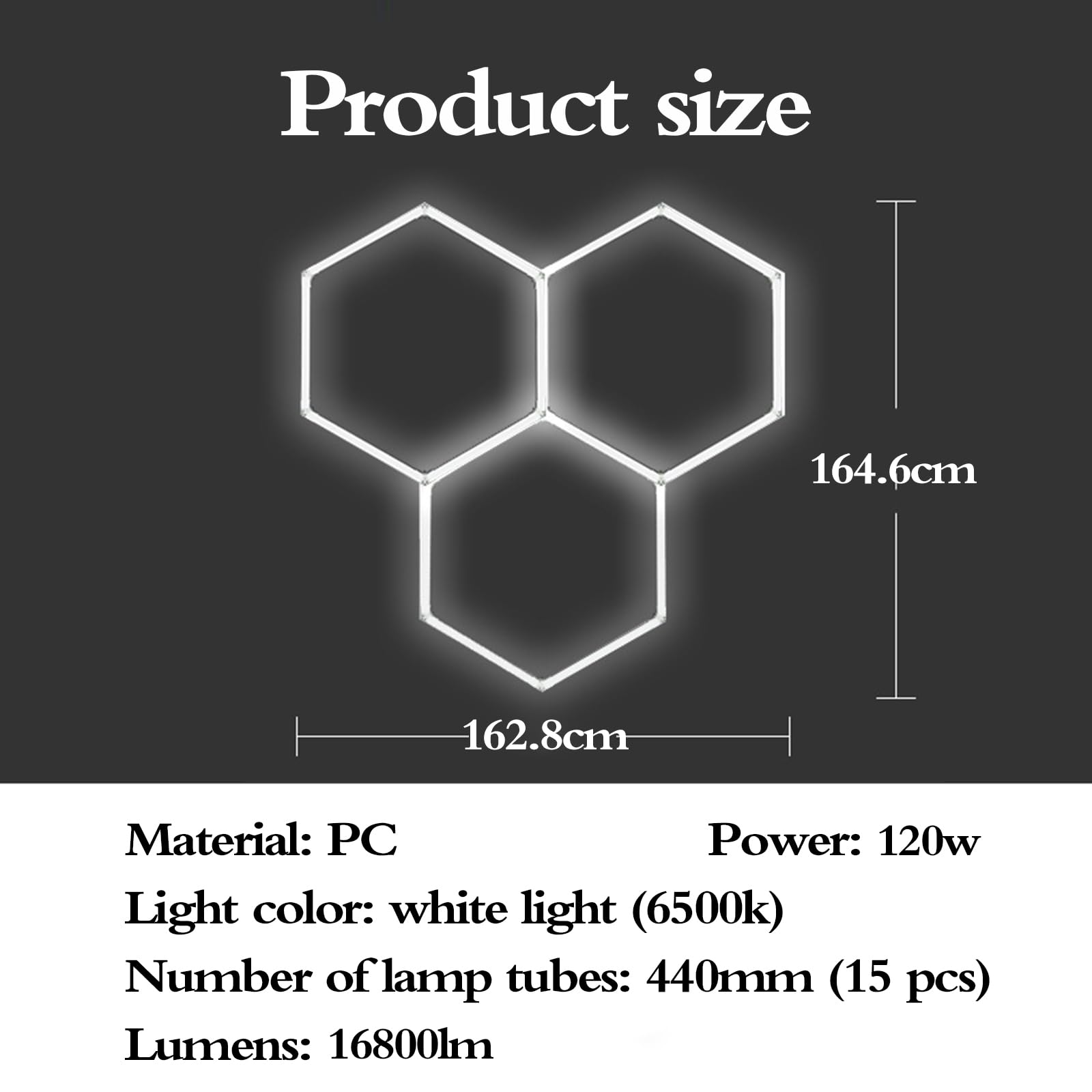 Oświetlenie LED z łbem sześciokątnym, oświetlenie garażowe LED, sześciokątne oświetlenie LED do garażu, niełatwe do odkształcenia, odpowiednie do warsztatu, garażu, biura