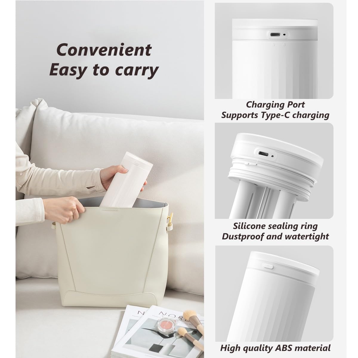 Mini humidificador de aire ultrasónico, difusor de aroma USB de 4000 mAh para dormitorio, oficina y plantas, función de doble niebla de 500 ml, funcionamiento portátil y silencioso