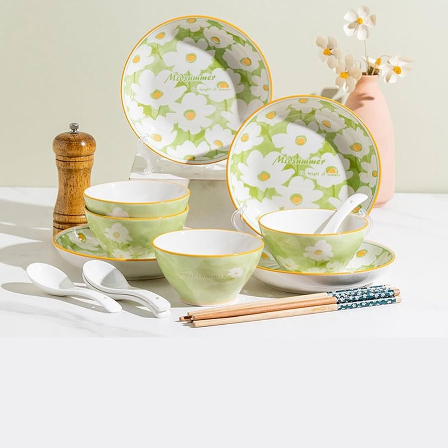 花柄食器セット ティーポット・プレート・ボウル 花柄 食器セット 11点 食器セット チューリップ花柄 2人食 4人食