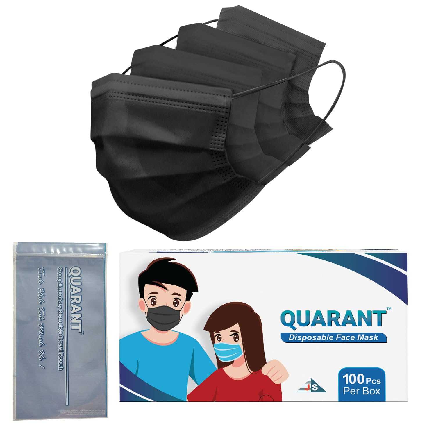 QUARANT Meltblown - Dual SMMS Fabric 4 Ply Anti Pollution Disposable Face Mask with Nose Clip and Reusable Travel Pouch (Black, Pack of 100) for Unisex (B0BKTCXNDJ) Amazon Price History, Amazon Price Tracker