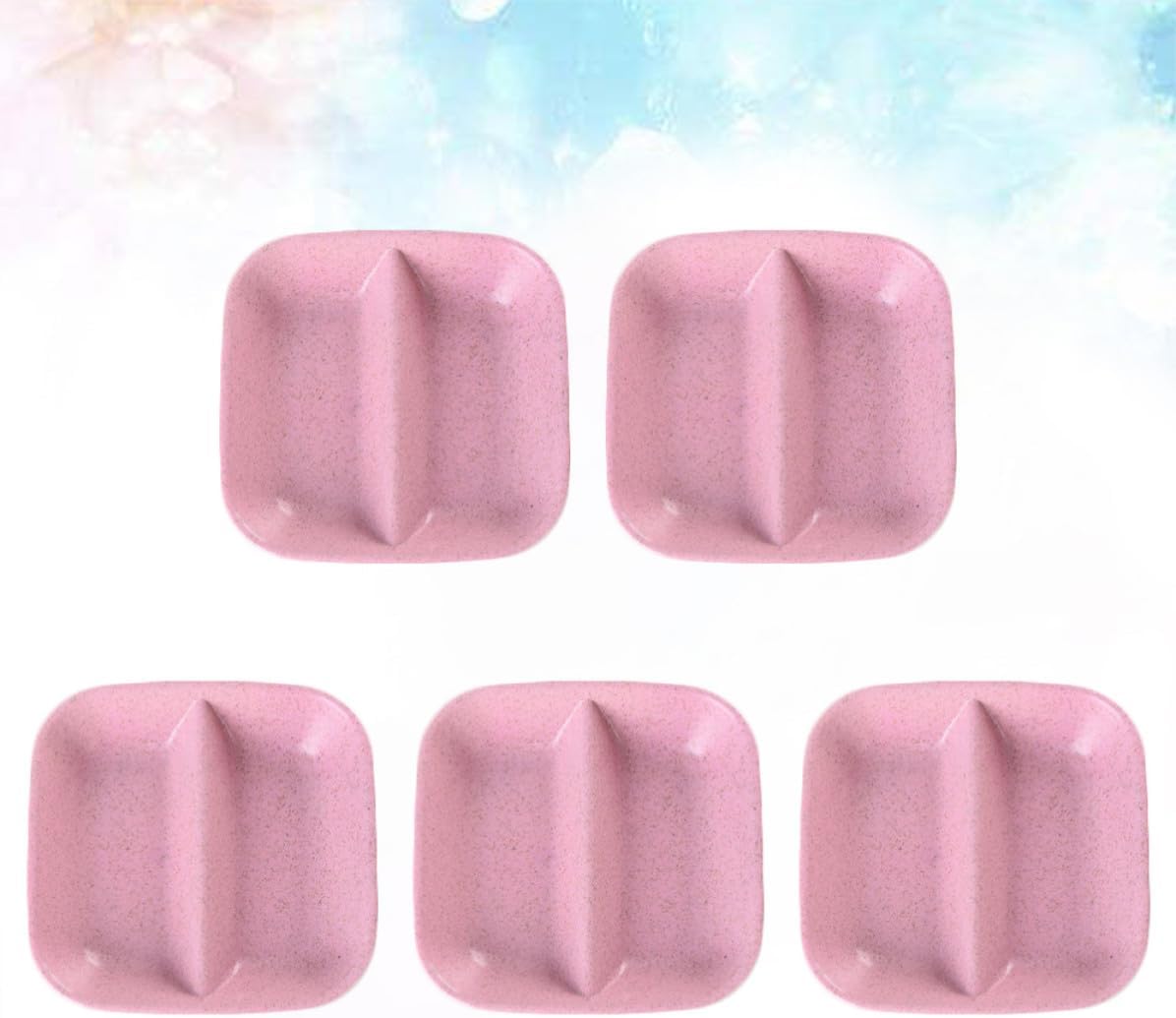 20pcs Wheat Straw Two Grid Appetizer Plates Pink Serving Dishes