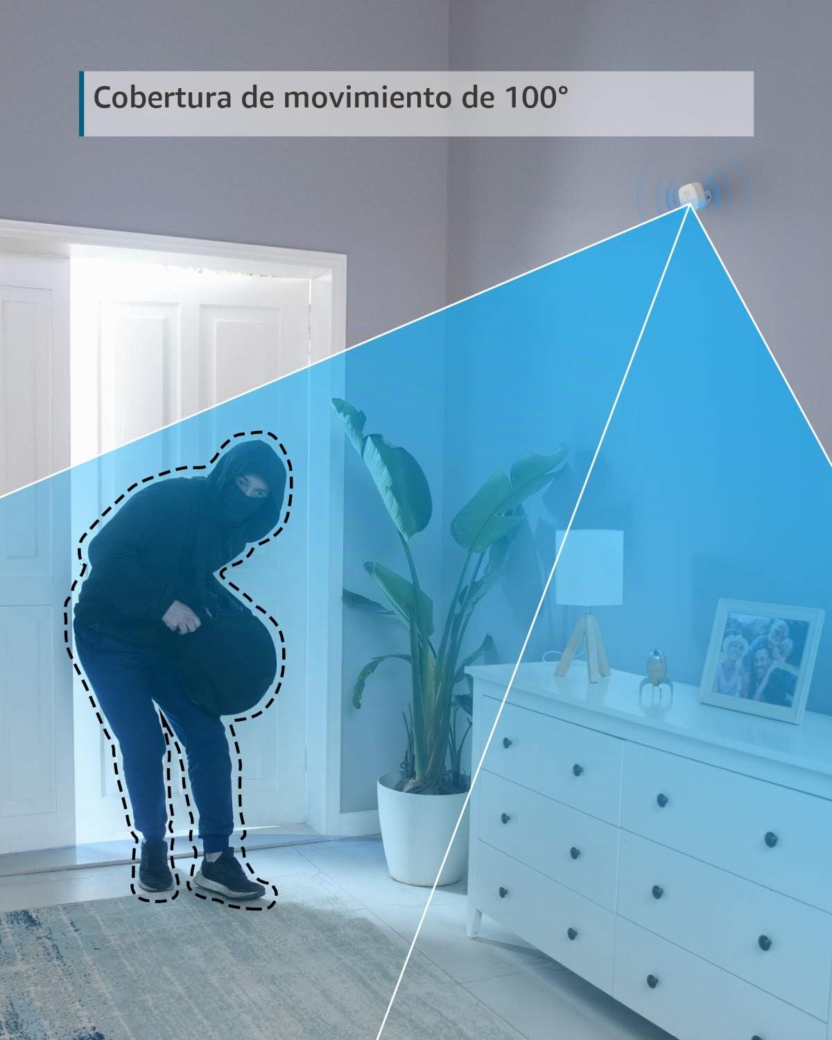 Sensor de Movimiento, eufy Security Home Alarm System Motion Detector, 100° Campo de visión, 9m de Alcance, 2 años de duración de la batería, sensibilidad Ajustable (Requiere HomeBase)