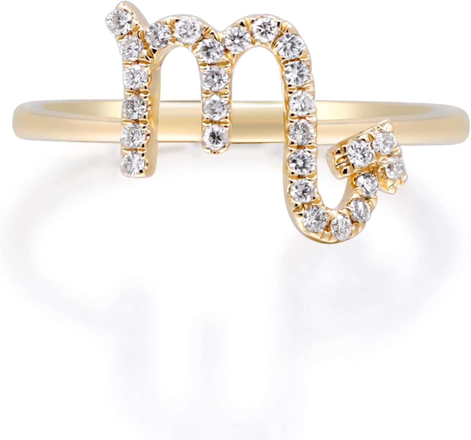 Gin & Grace Scorpio Sun Sign Zodiac 14K Yellow Gold Natural White Diamond Ring for women | Ethically, authentically & organically sourced (Round-cut) shaped Diamond hand-crafted jewelry for her | Diamond Ring for women