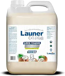 Lava Roupas Coco - Limpeza Profunda, Perfume Natural, Protege Fibras e Roupas Delicadas Launer Casa 5L