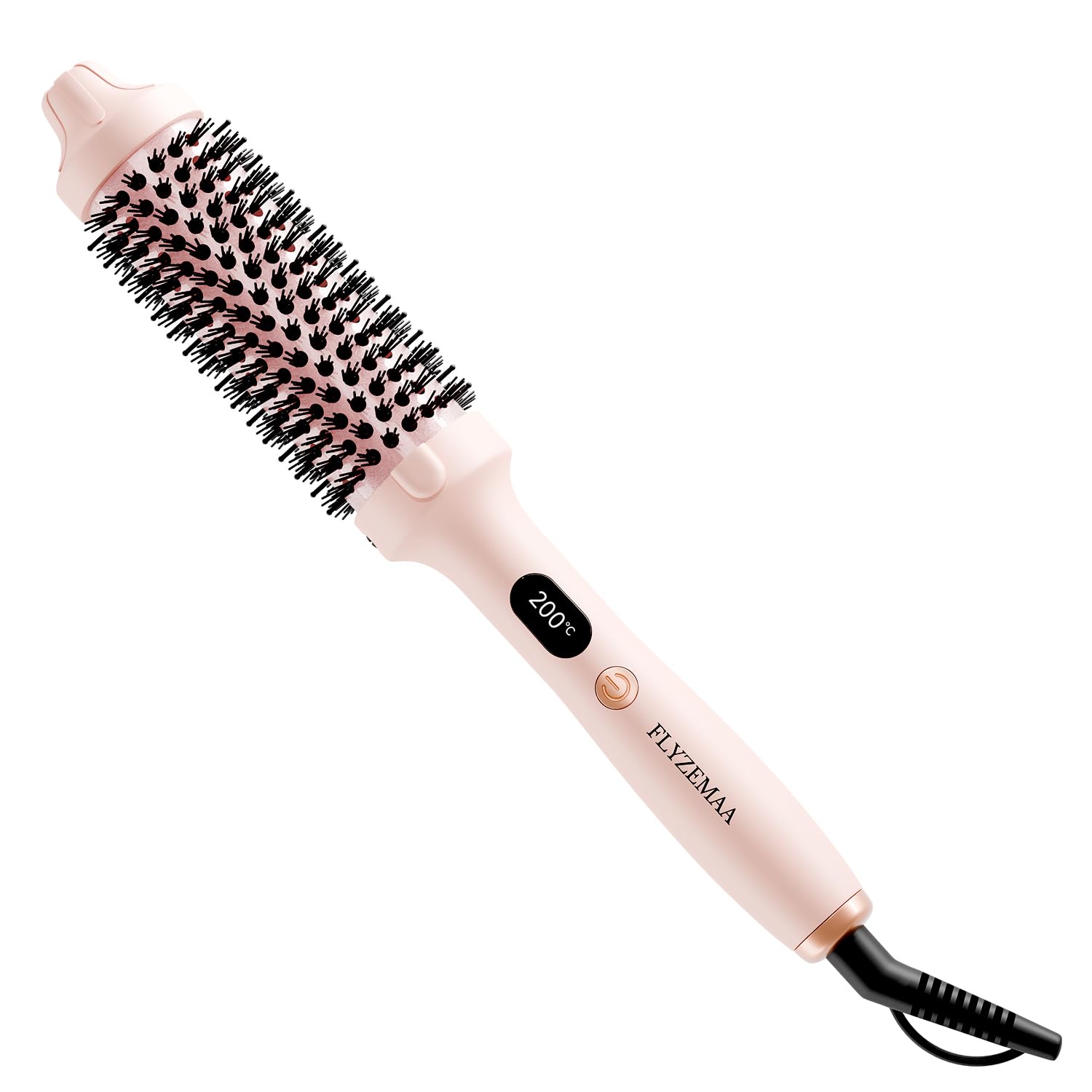 3 in 1 Ceramic Tourmaline Thermal Brush 38 mm Smoothing & Curls with 3 Temp Heating 30s Anti Scalding (Pink)