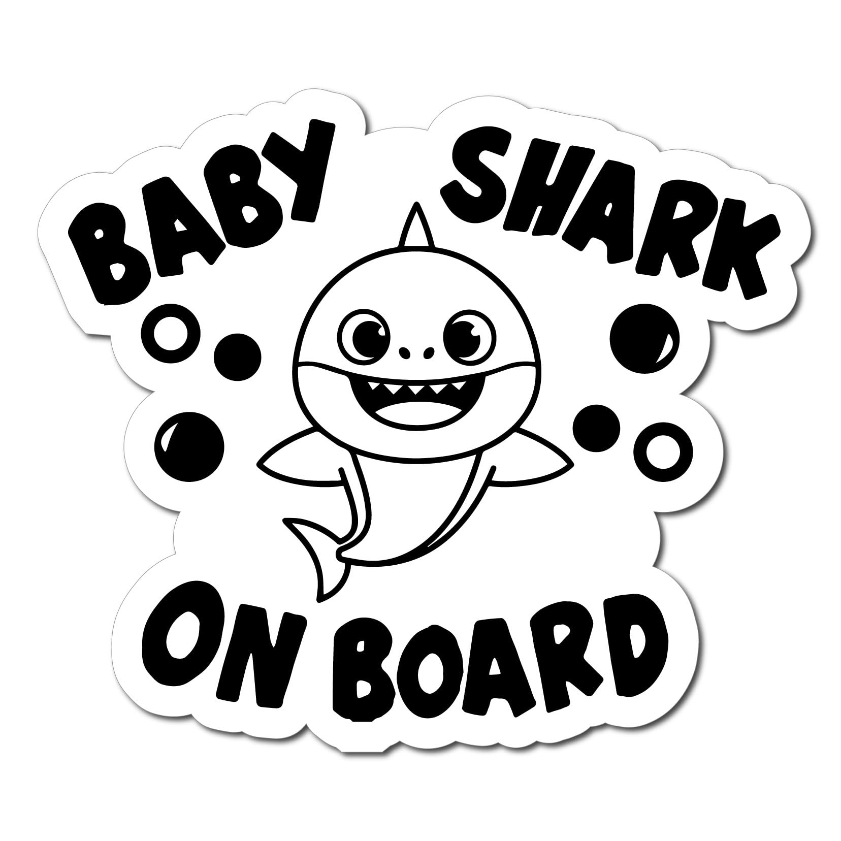 Bad Fish Custom DecalsBaby Shark on Board Car Decals – Funny Cute Sticker - Premium Gloss Permanent Vinyl Waterproof Indoor Outdoor (1 Sticker Card)