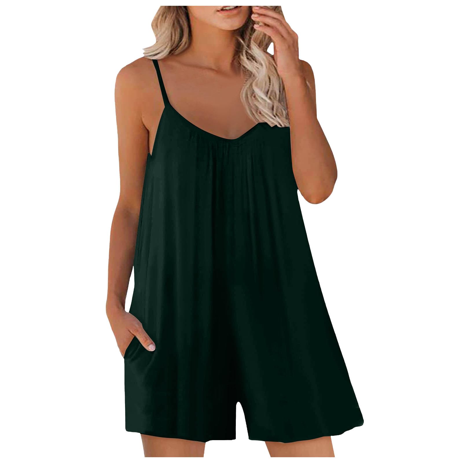 Mädchen Jumpsuit Ärmellos - Baumwolle Overall Mit V-Ausschnitt