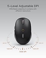 Vista 3 de Inateck Ratón inalámbrico Bluetooth, ratón Bluetooth silencioso de 2.4G para tableta (modo Tri: Bluetooth 5.0/3.0+2.4Ghz), 5 niveles de DPI