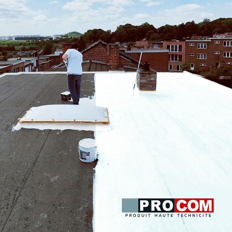 PRO COM Cool roof - Peinture toiture anti chaleur, peinture blanche réfléchissante 10 litres
