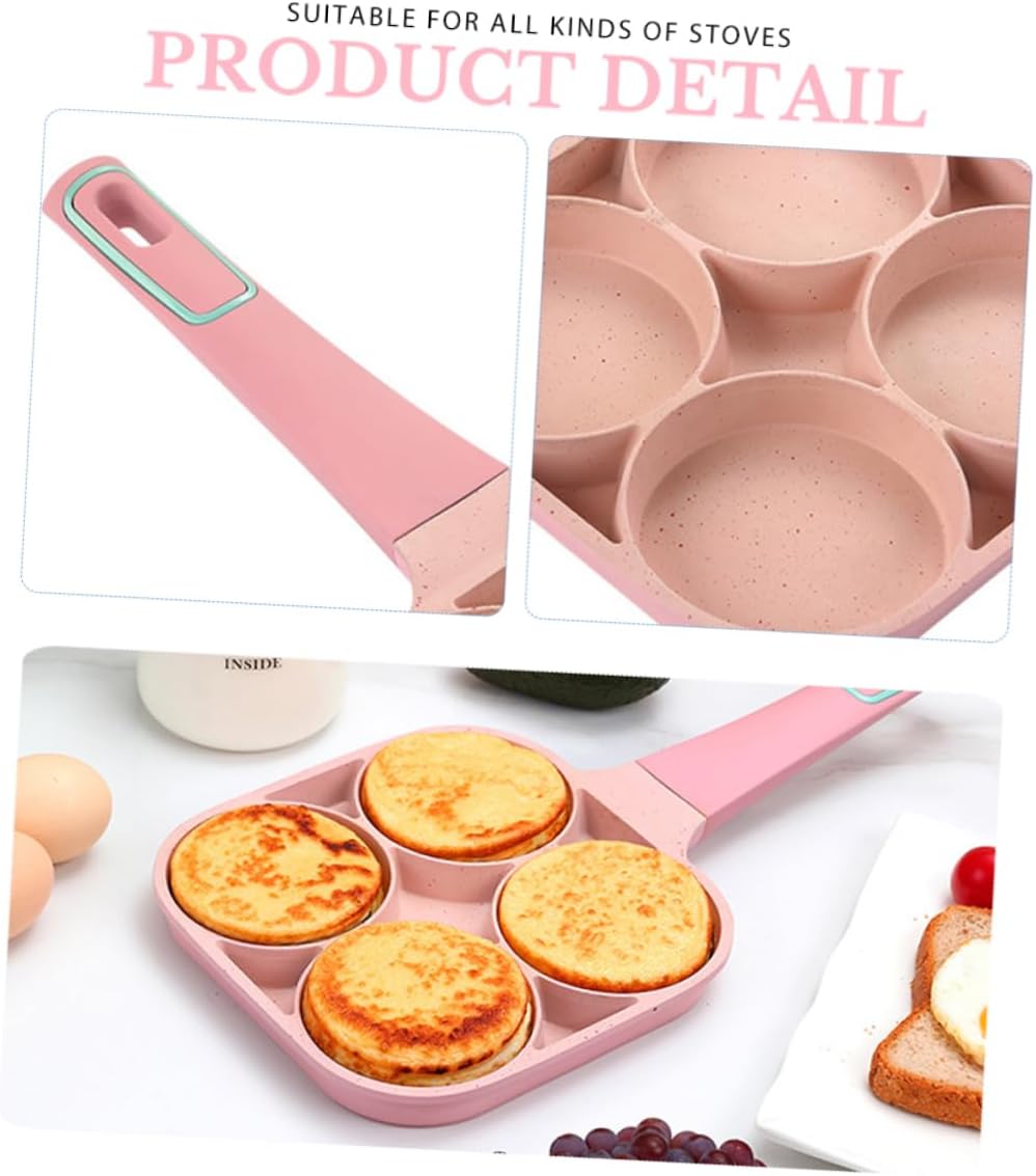 PRETYZOOM Non-stick Frying Pan Alloy Cooking Pan for Breakfast Easy to Clean Four-cavity Design for Induction Cookers Boys and Girls Meal Prep