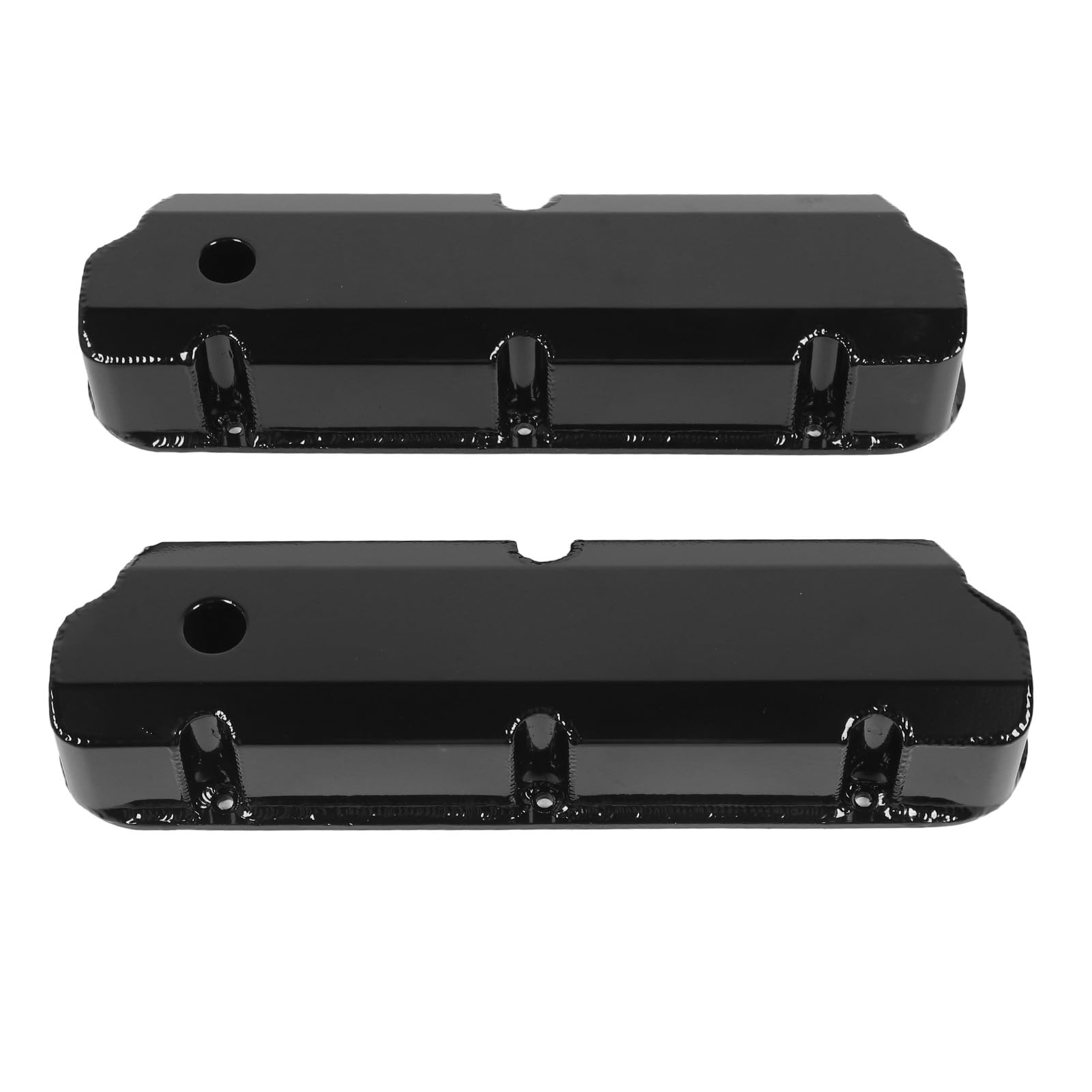 aqxreight Tapa de Válvula Alta DM 4413 BK Pernos Cortos Tapa de Válvula de Aluminio con Orificio de Ventilación para Motor V8 de Bloque Pequeño 289 302 351W 1962 1985 Negro