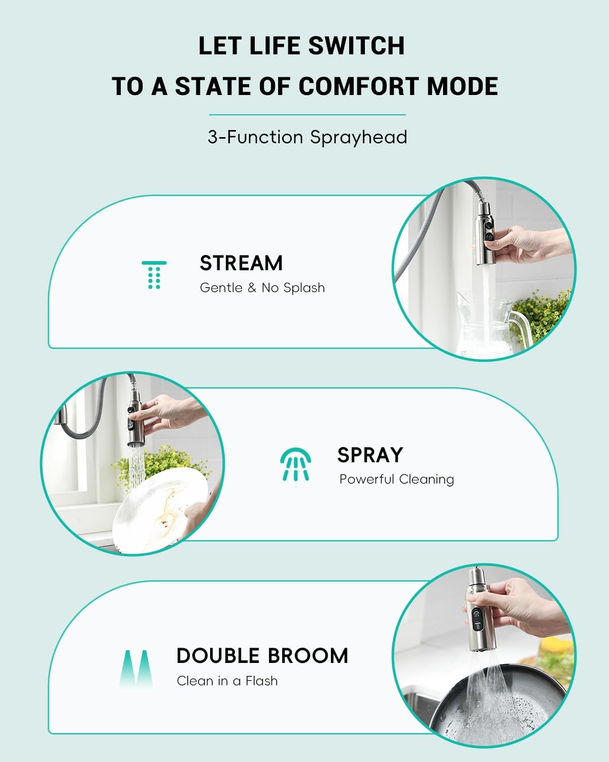 Touchless Spring Kitchen Sink Faucet with Pull Down Sprayer, Motion Sensor Touch on Faucets for Kitchen Sink, 360° Swivel Spout, Stainless Steel