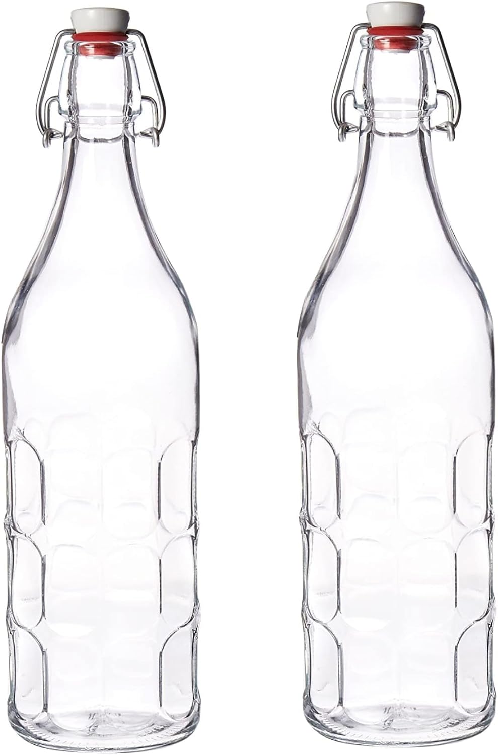 Bormioli Rocco Moresca Swing Top Bottles Set of 2-33.75 oz Airtight Glass Containers with Vintage Design for Oils, Vinegars, Liqueurs & Homemade Dressings - Reusable Italian Glass