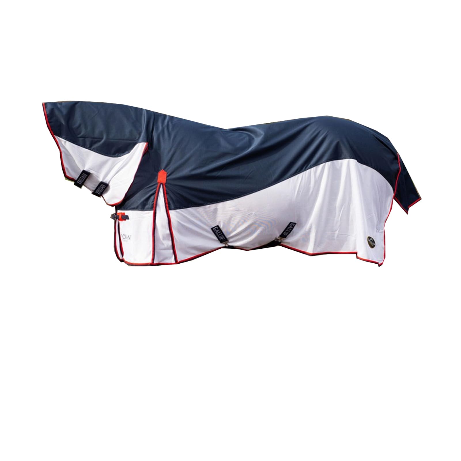 Gallop Combo Full Neck Lightweight Horse Fly Turnout Rug, UV Protect, Waterproof (7'0", Navy / White)