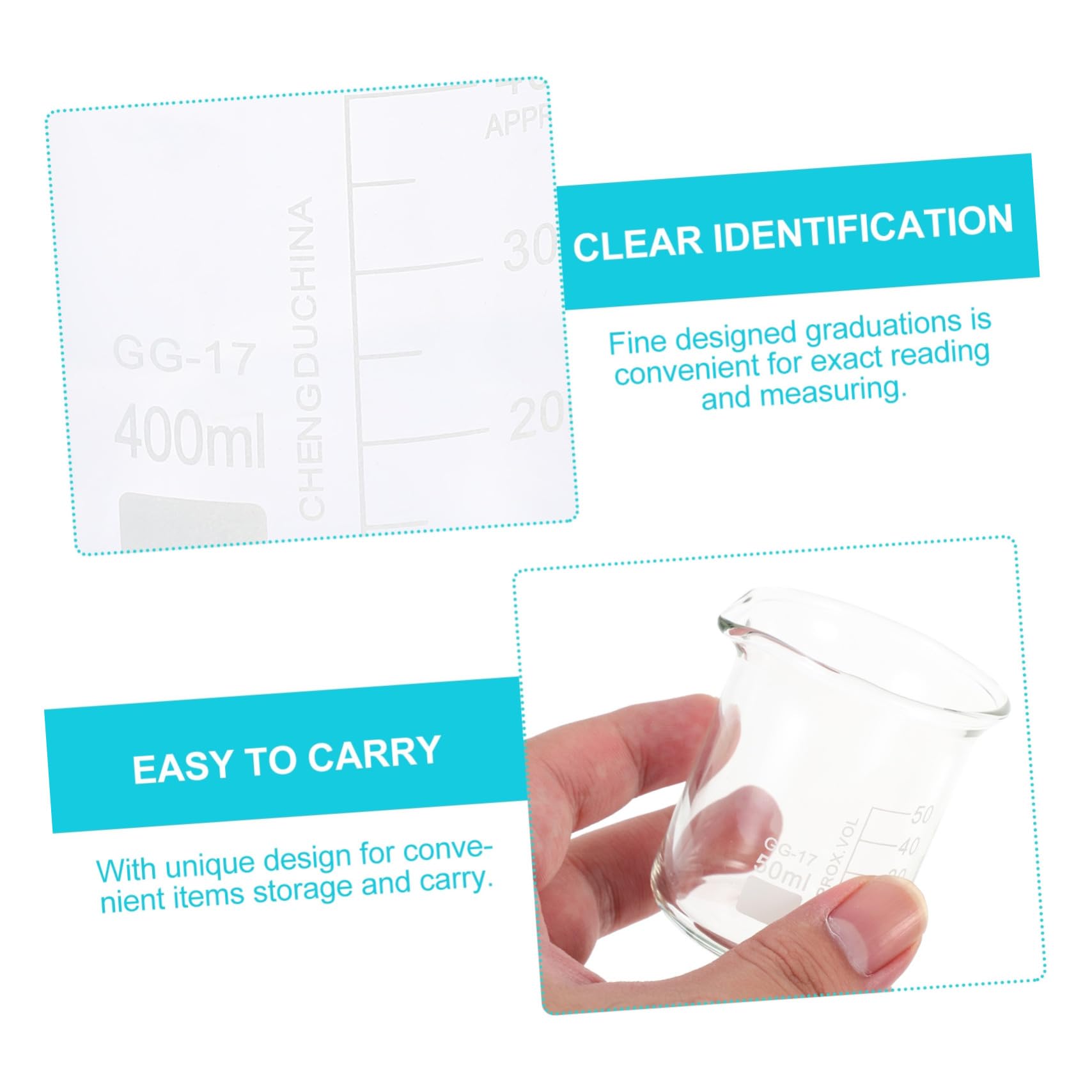 5pièces Bécher Borosilicate Transparent Graduées Pour Précises Et Expériences Scientifiques
