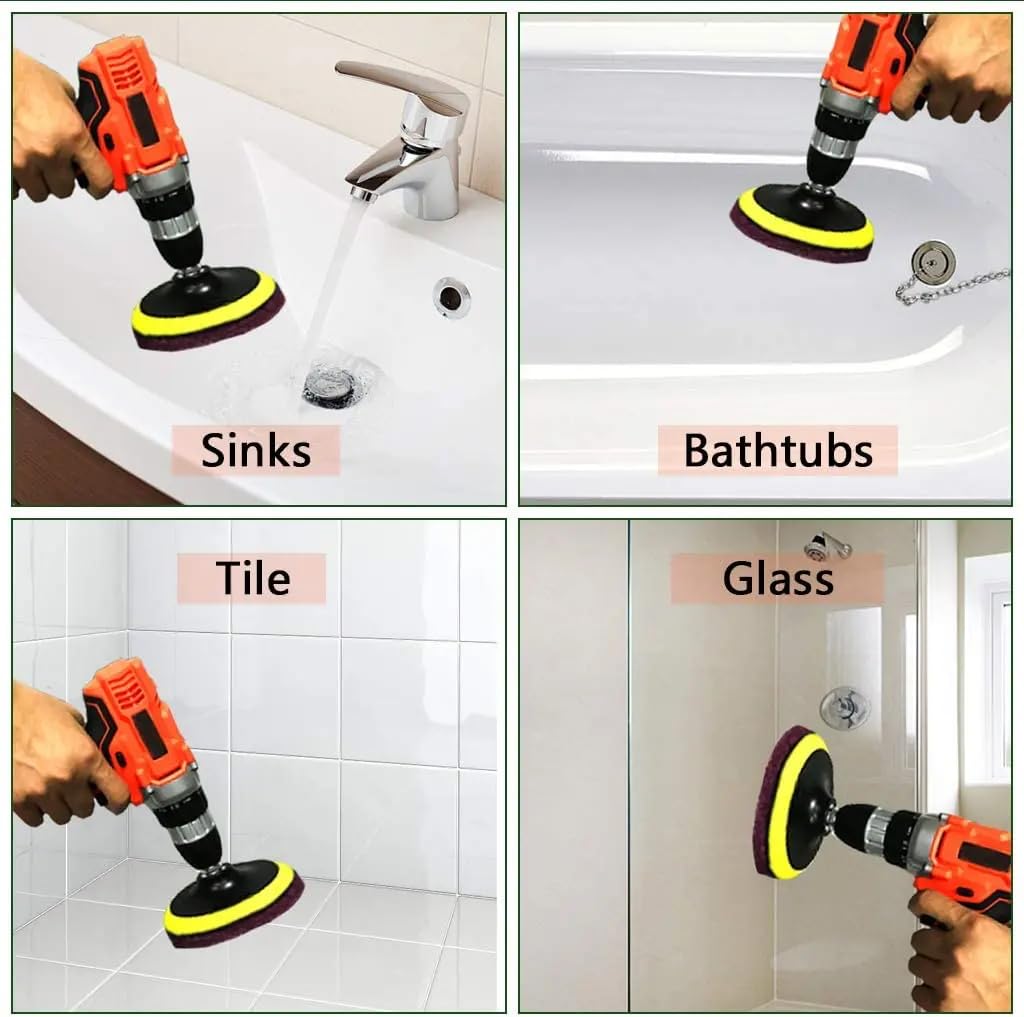 20 Pcs 4 Inch Power Scrubber Pads Set Drill Scouring Cleaning Pads for Kitchen, Bathroom, Auto, Carpet, Sanding, Car Headlight