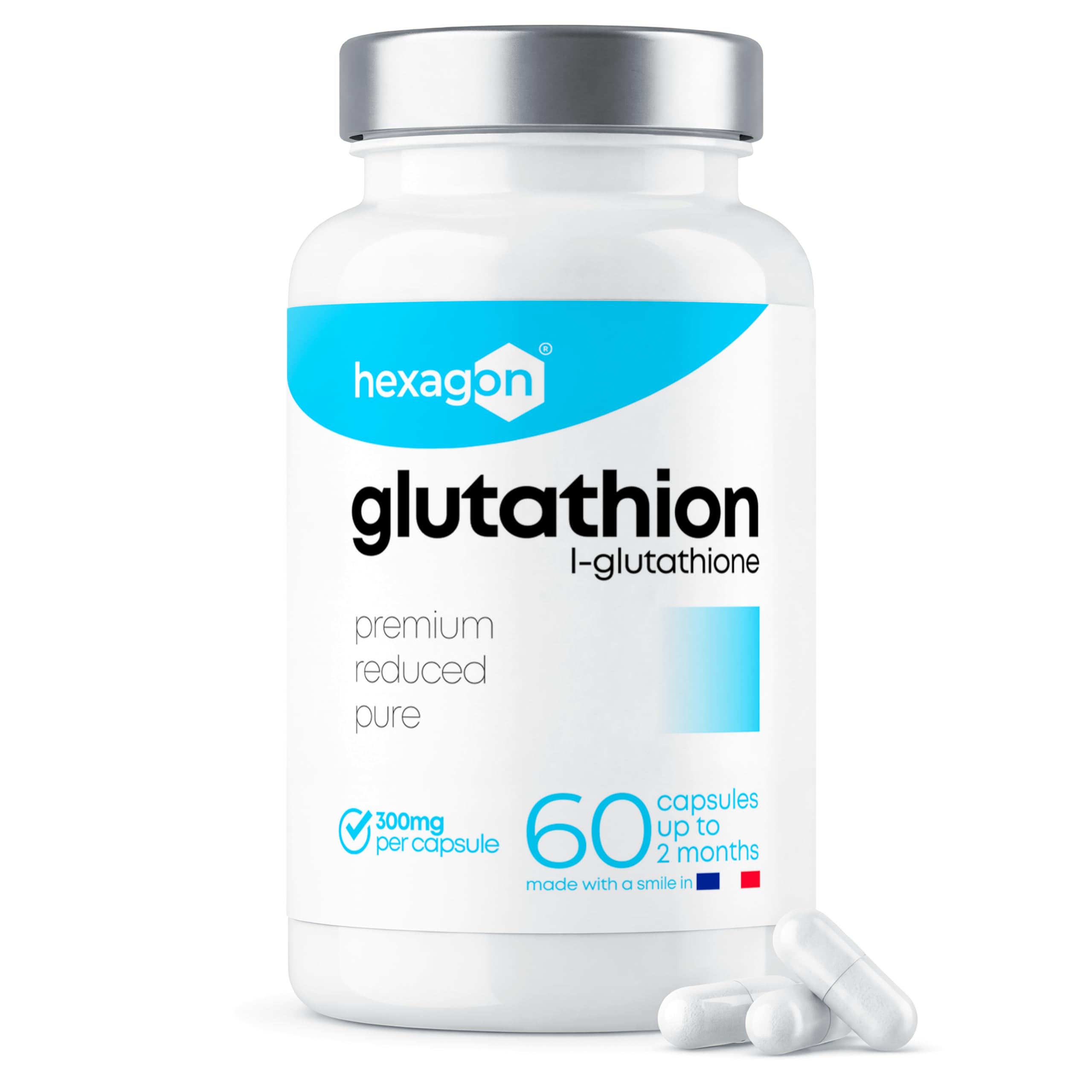 glutathion leber L-Glutathion 300mg - +2 Monate Kur - Antioxidans - Glutathion Reduziert & Aktiv - Haut & Leber Detox - 60 Vegetarische Kapseln - Vegan - Ohne Zusatzstoffe