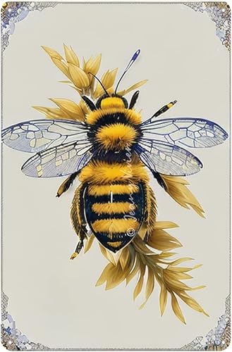 Letrero rústico de hojalata de metal con diseño de abeja, retro, nostálgico, divertido letrero decorativo para el hogar, cocina, bar, habitación,