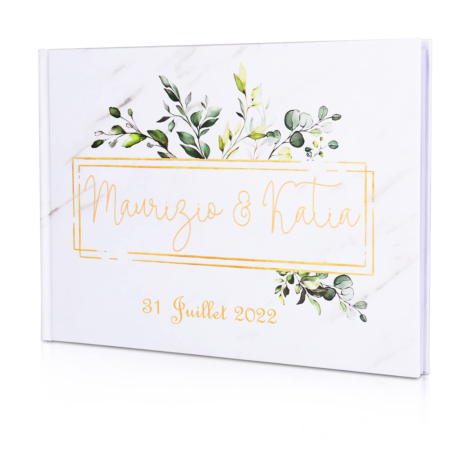 Dinikally Personalised Wedding Guest Book Custom With Name Date (STY1)