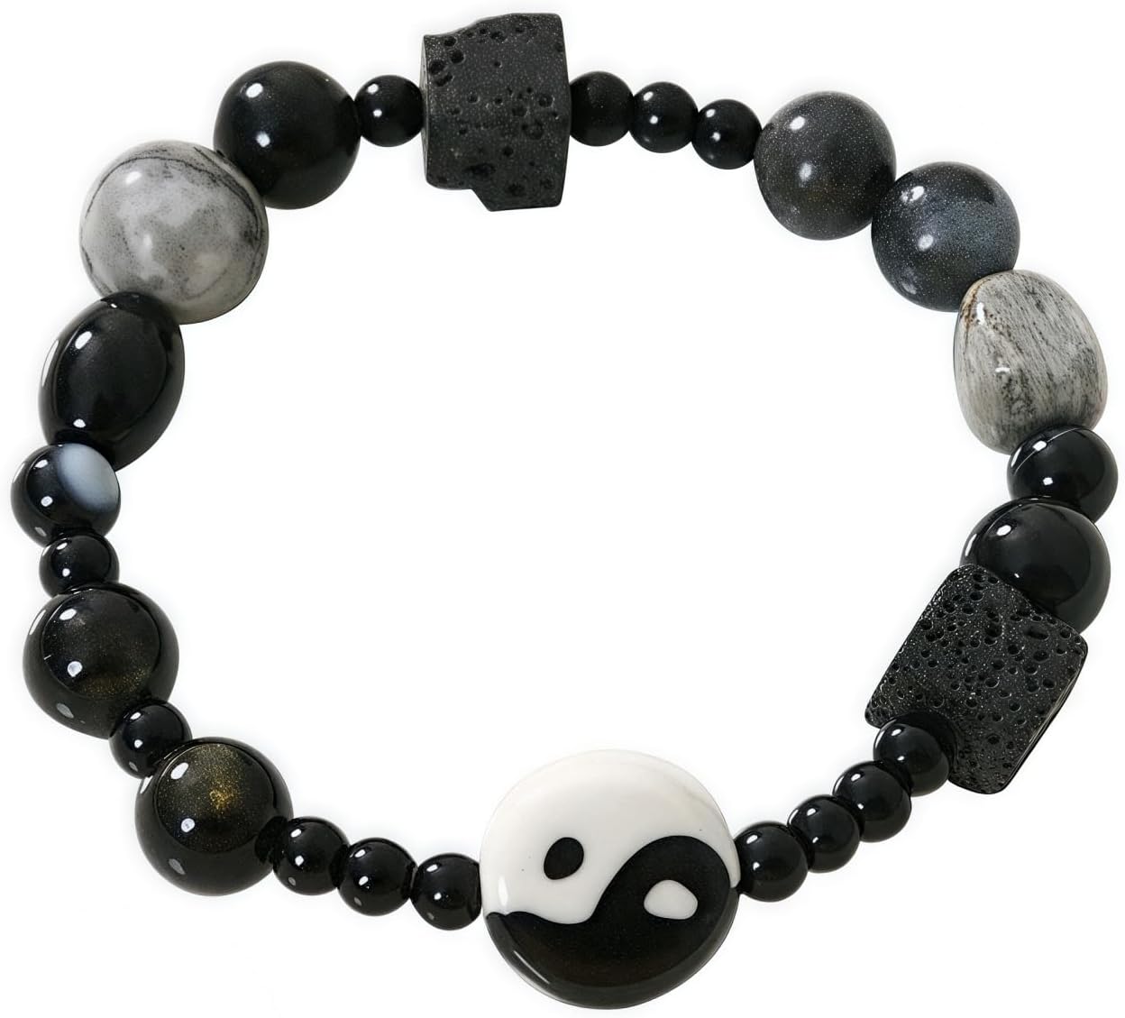 Yin Yang Feng Shui Bracelet for Women – Energy Balancing Healing Stone Link Bracelet – Meditation Spiritual Jewelry Gift for Her