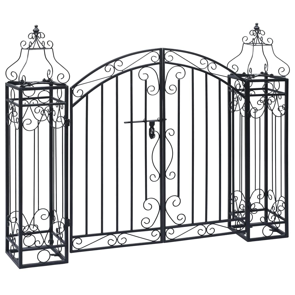 vidaXL Puerta de Jardín Decorativa en Forma de Arcos Entrada Elegante Proteger Espacio Privado Portal para Vallas Patios de Hierro Forjado