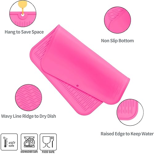 Miniatura 606 de Tapete de silicona para secado de platos para múltiples usos, fácil de limpiar, ecológico, resistente al calor, tapete de silicona para encimera