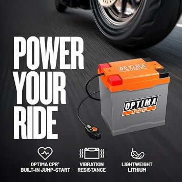 OPTIMA QUAD14 ORANGETOP Lithium - Built-in Engine Start Reserve with BMS and Powerlink Cable - 420 Cranking Amps, 7AH, LED Display, Storage Mode - Replaces YTX14-BS, YTX12-BS, YTX14L-BS, YT14B-4