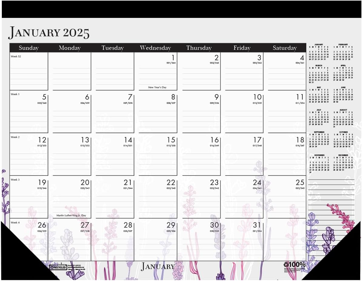 House of Doolittle 2025 Monthly Desk Pad Calendar, Wildflower, 18.5 x 13 Inches, January - December (HOD1976-25)