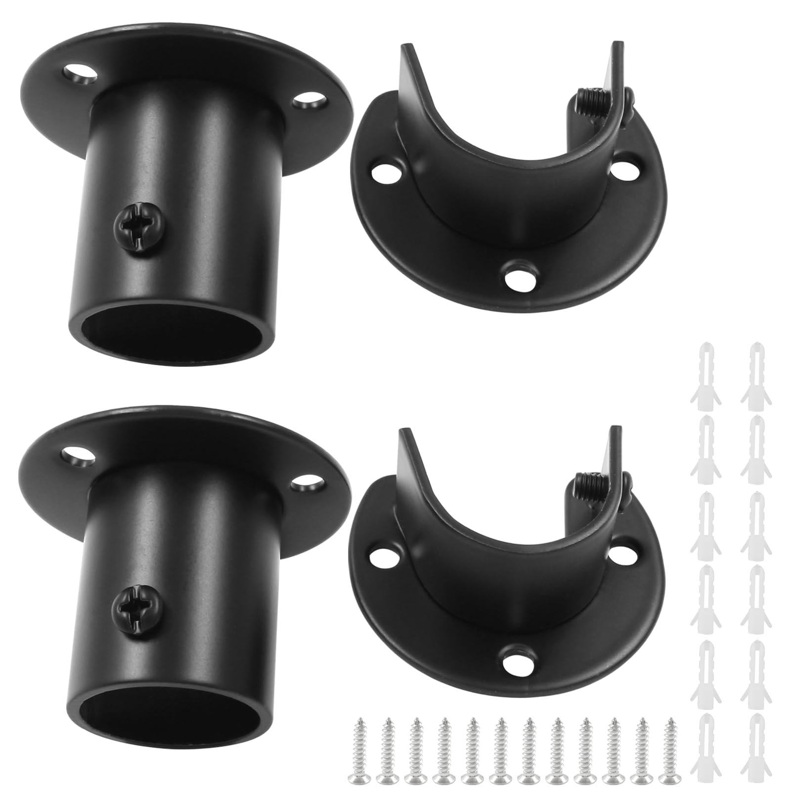 Suiwotin Closet Rod End Supports - 1-1/3 Inch U-Shaped Brackets With Screws, 4 Pack (White) - View #5