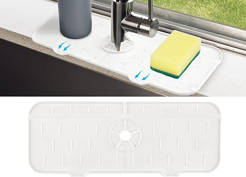 Protector contra salpicaduras para fregadero de cocina, bandeja de silicona para atrapa goteo, dispensador de jabón para platos y alfombrilla de