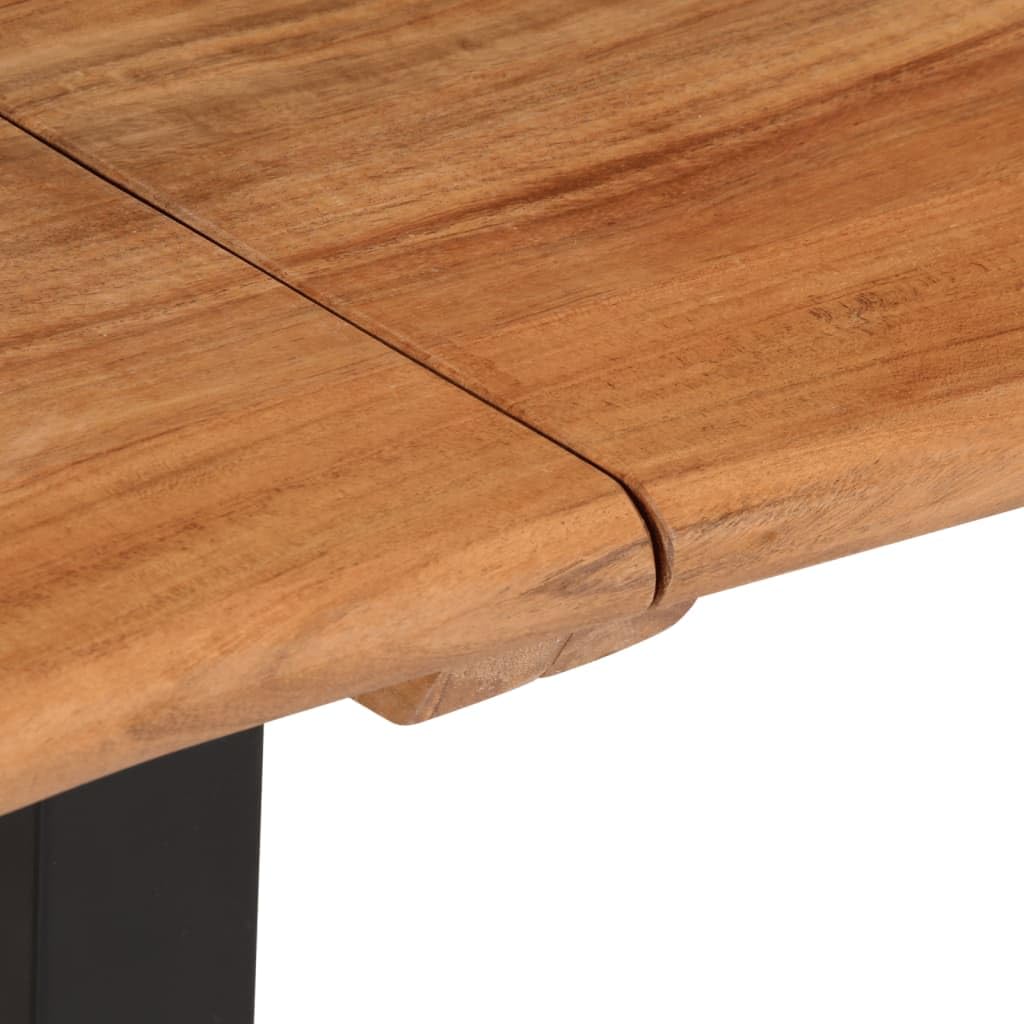 Banco de madera de acacia de 160 cm con estructura de acero para pasillo y salón, diseño estable con borde de árbol, duradero y resistente, madera sostenible, aspecto natural