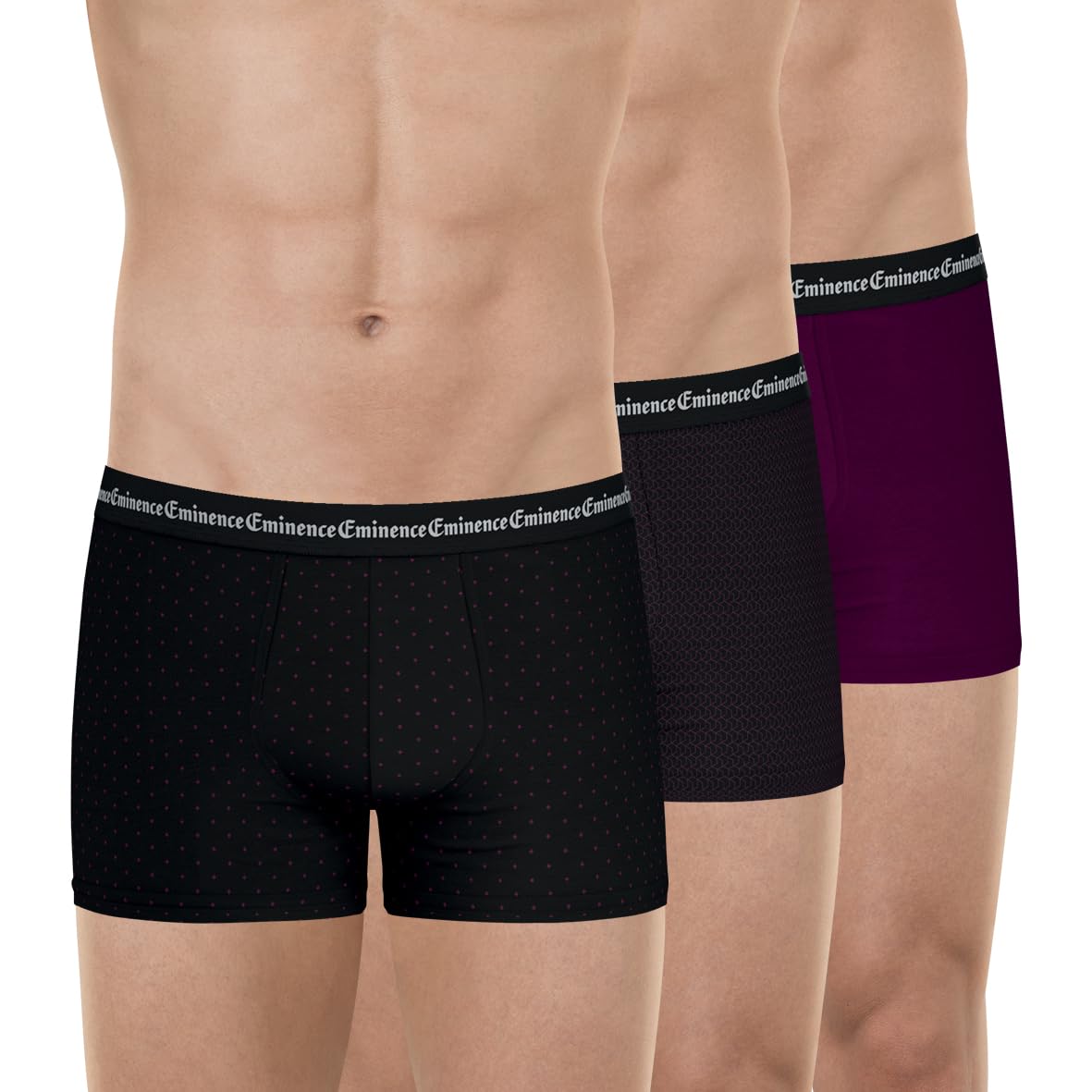 Eminence Business Print Le40 underwear Man, Diamond Plum/Geometric Print Plum/Plum - Black Belt, XL