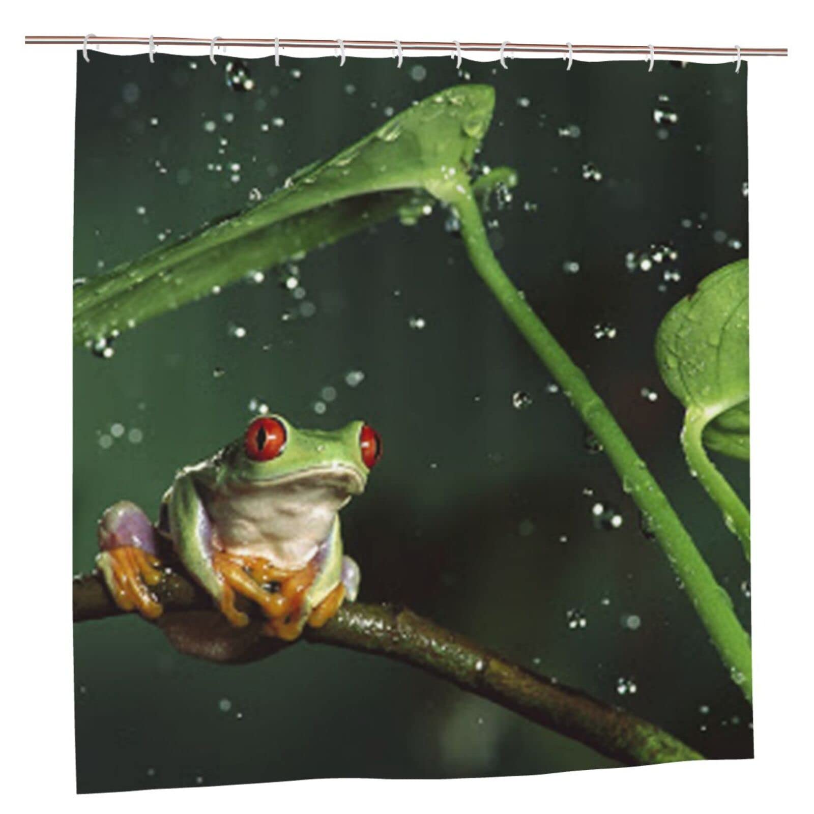 Rideau de douche grenouille imperméable 183x183 avec 12 crochets pour baignoire moderne