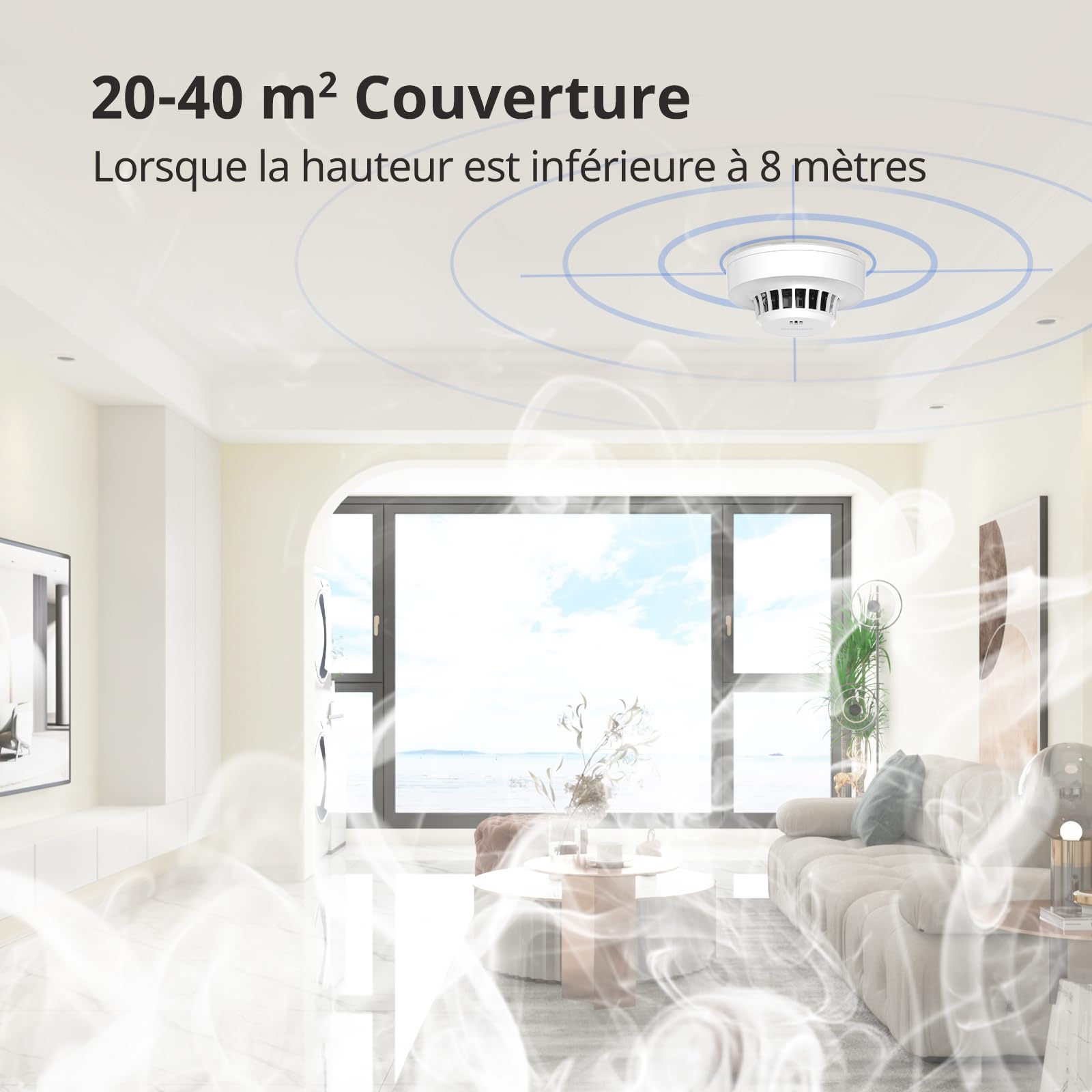 Détecteur de Fumée Capteur de 10 Ans avec Pile 5 Ans, Alarme Incendie Détecteur Fumée 85dB, Bouton de Test/Silence, Batterie Remplaçable,Conforme EN14604 (10 pièce)