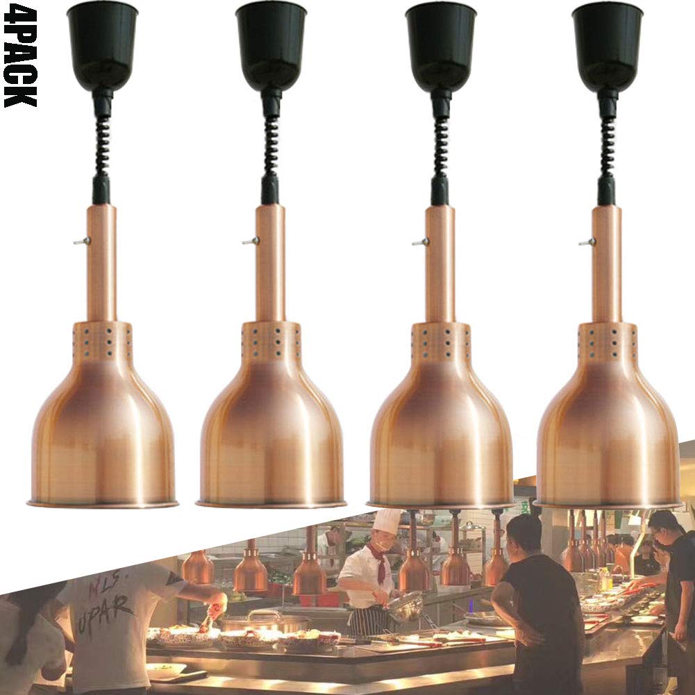 Komercyjna Lampa Grzewcza Do Podgrzewania Żywności, Teleskopowa Lampa Wisząca Do Bufetu Z Izolacją Termiczną, Utrzymuje Ciepło Grillowanych Frytek Do Pizzy, Regulowana Długość 75-165 Cm, Zestaw 4 Dek