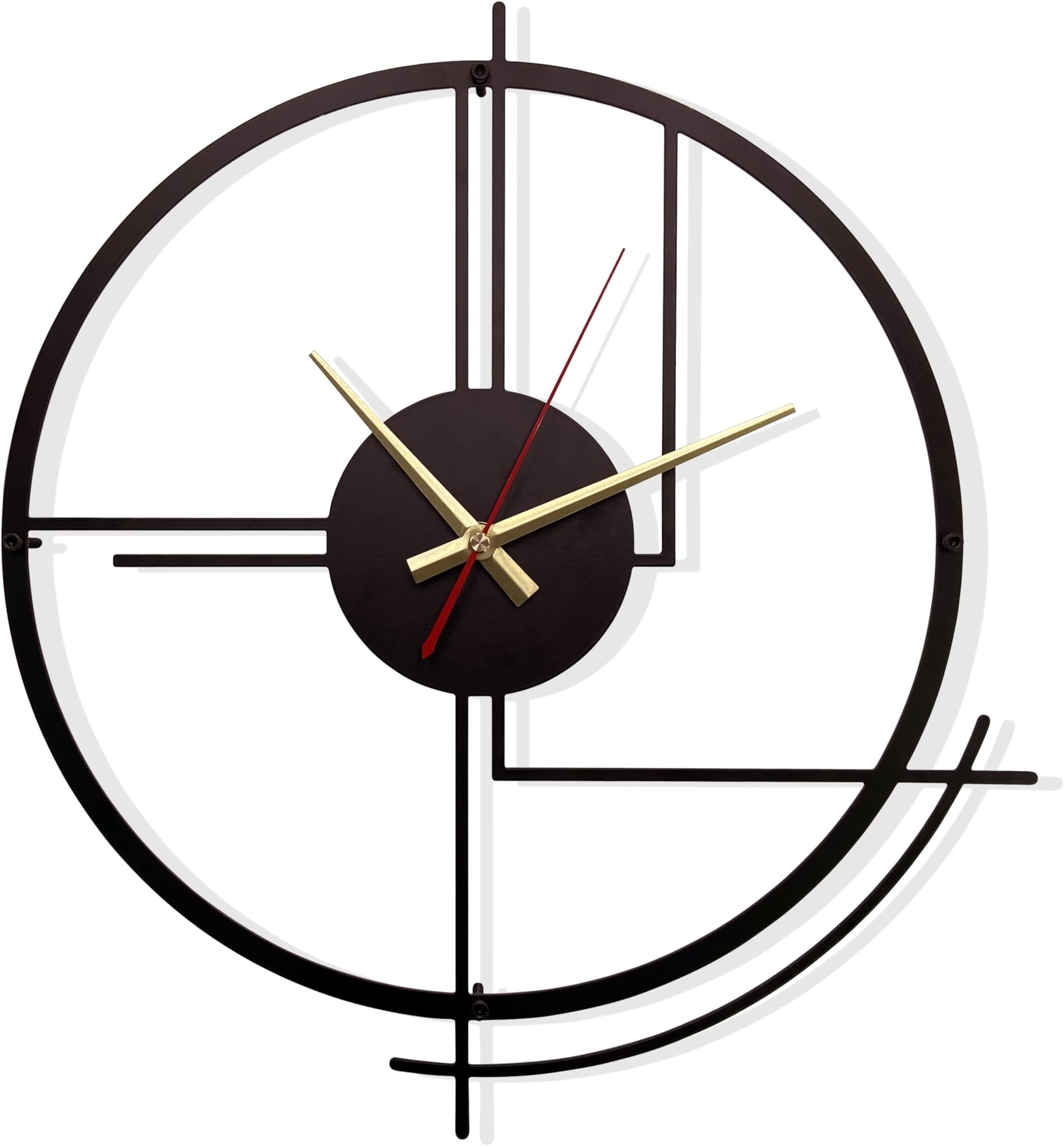 AjqiomhLarge Metal Wall Clocks for Living Room Decor, 14 inch Modern Decorative Clock, 3D Minimalist Silent Black Clock Decor for Kitchen, Office, Bedroom Livingroom