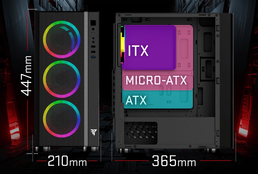 Tempest Umbra Caja PC ATX/Micro ATX/ITX, Cristal Templado, Ventilación ARBG, Torre Gaming Negra