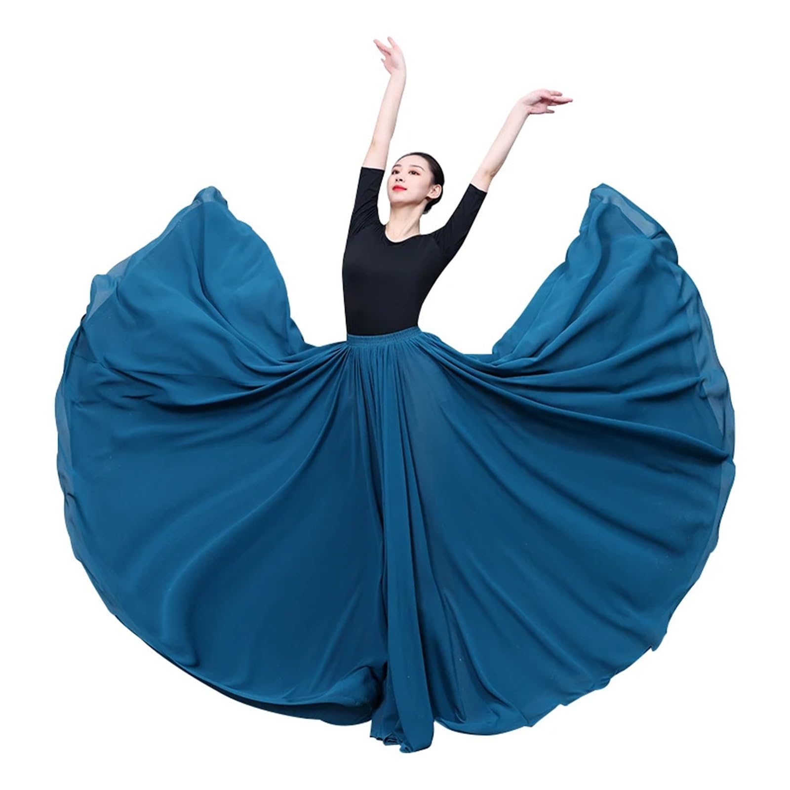 Jupe De Danse En Mousseline Jupe De Ballet élégante à Dégradé For Femmes, En Mousseline De Soie, Longue Et Fluide, Tenue De Danse Classique à 360-720