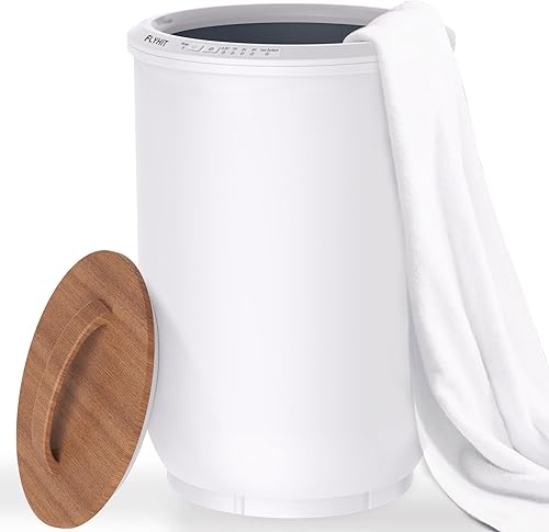 Calentadores de toallas de lujo para baño, tapa de madera, cubo grande para calentador de toallas, apagado automático, se adapta a hasta dos toallas