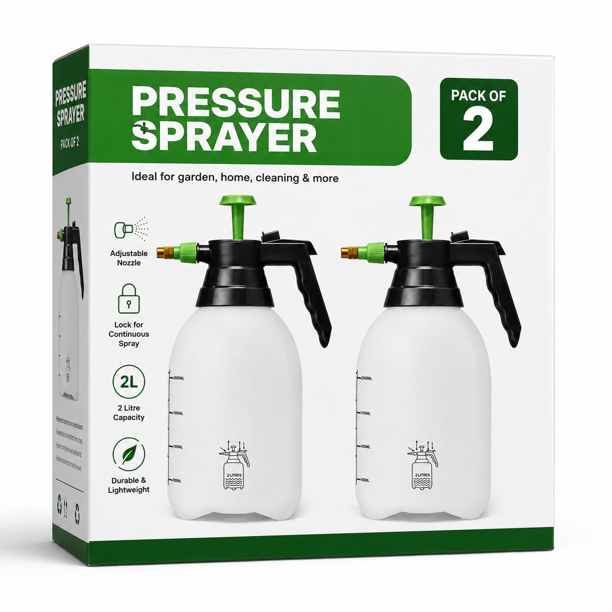 Heavy Duty Weed Killer sprayer Pump 2-Liter Garden Sprayer for Strong Weed Killer Spray Bottle Plant Sprayer Mister Hand Water Pump Action Pressure Sprayer Grass Weed Killer for Lawn (Pack of 2)
